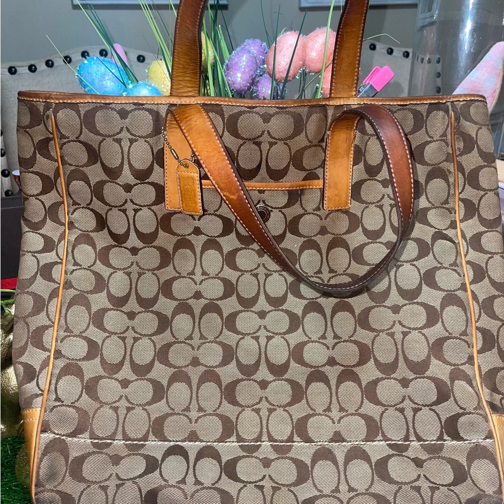 Coach Brown Signature Tote Bag
